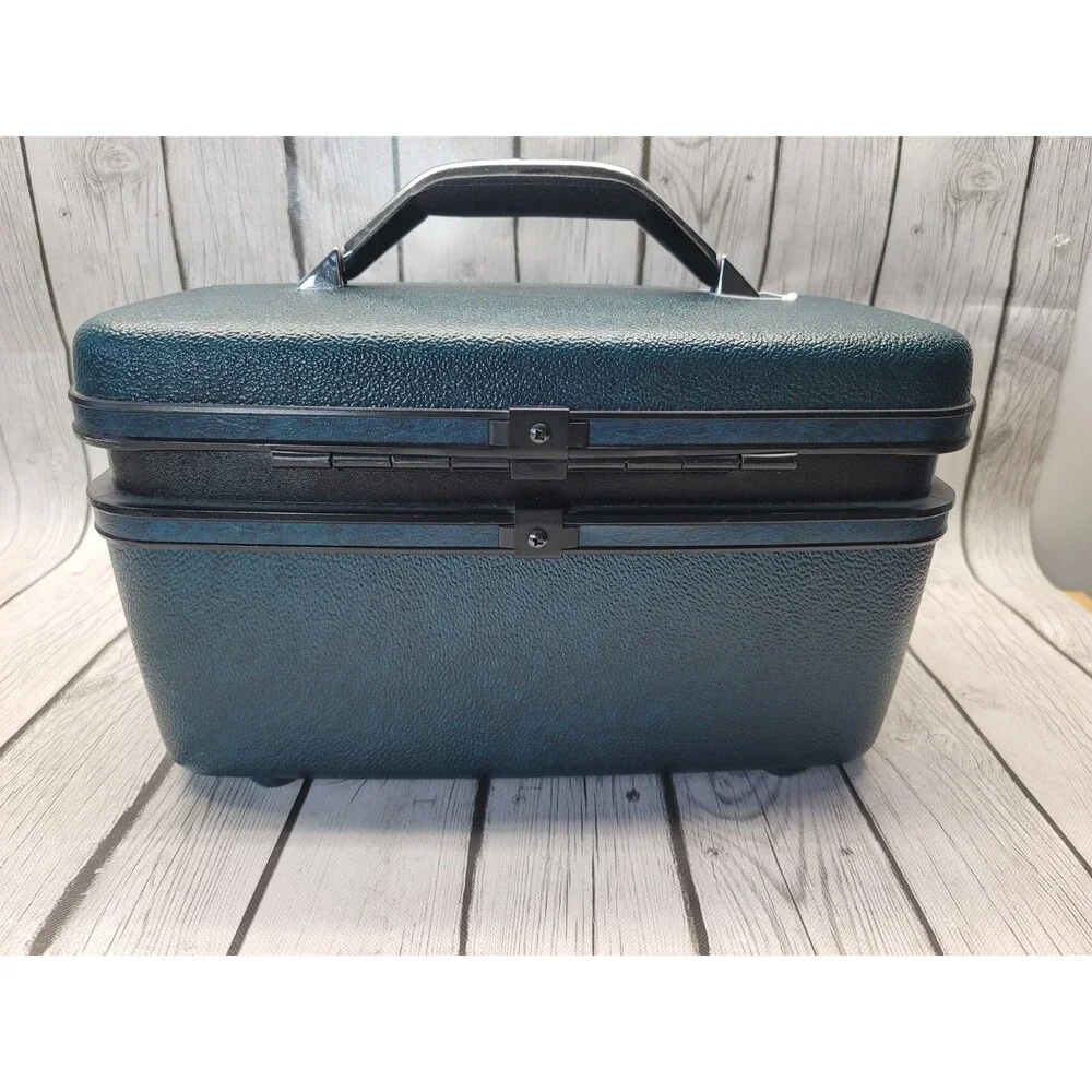 VTG 80s Samsonite Series 2800 Train Travel Cosmetic Case Blue w Key Storage Tray